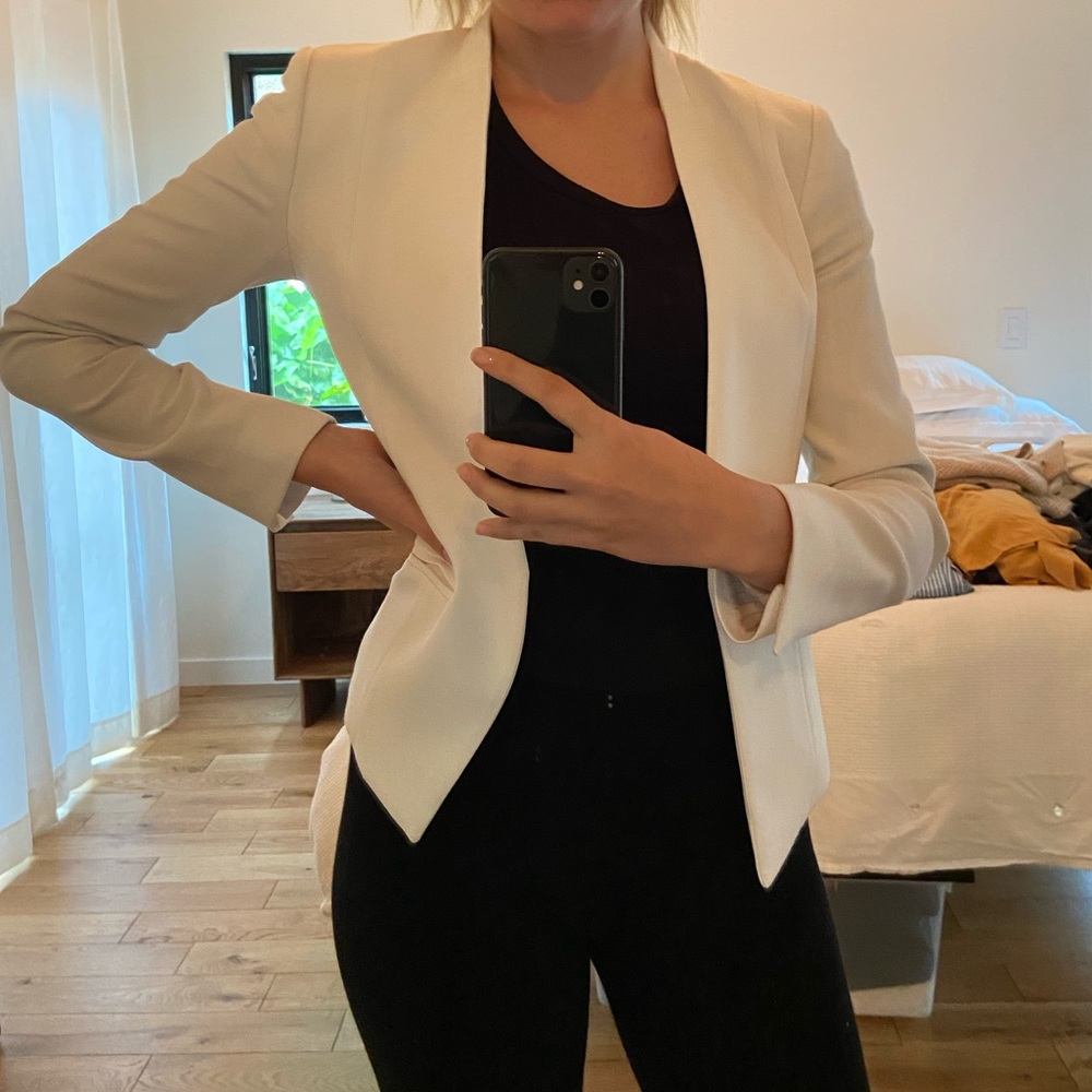 Armani Exchange White Fitted Blazer